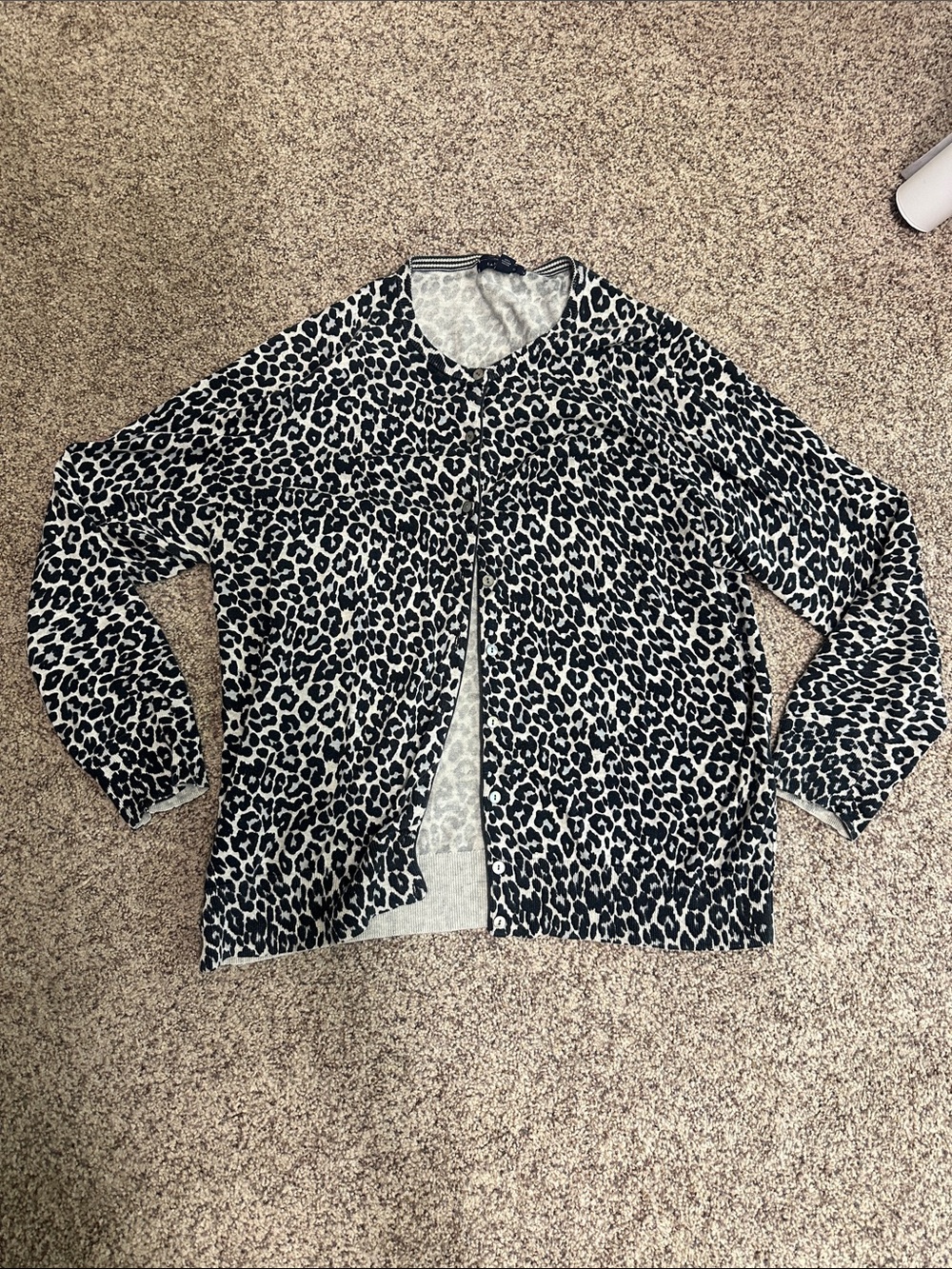 Lands' End Leopard Print Open Cardigan